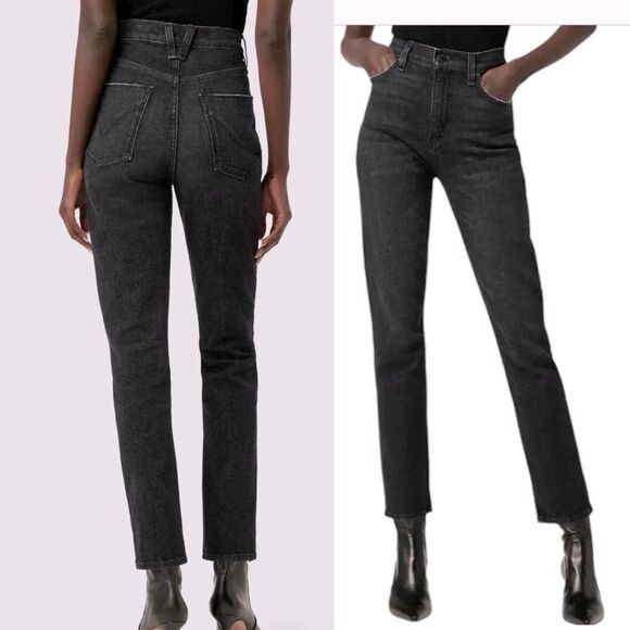 Hudson Harlow Dark Raven Black Washed Straight Leg Soft Relaxed Jeans Size 29 - Picture 1 of 11